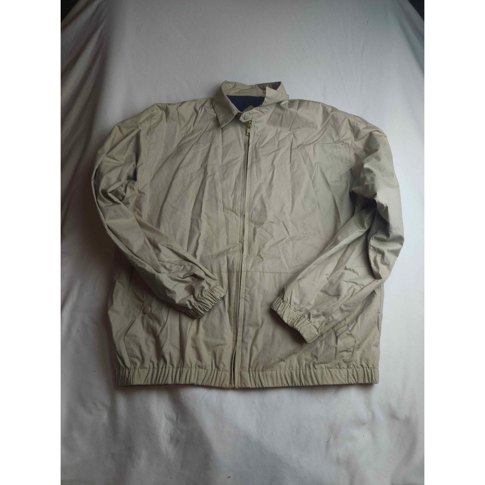 Saddlebred Mens Harrington Jacket Tan Beige Full Zip Cotton Windbreaker Large